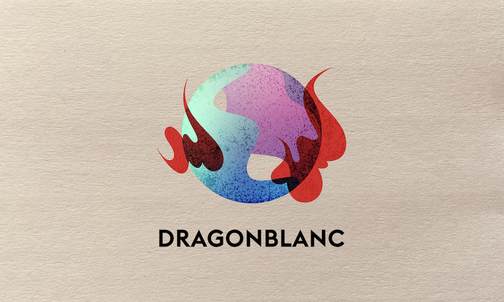 The DRAGONBLANC flaming pearl logo.